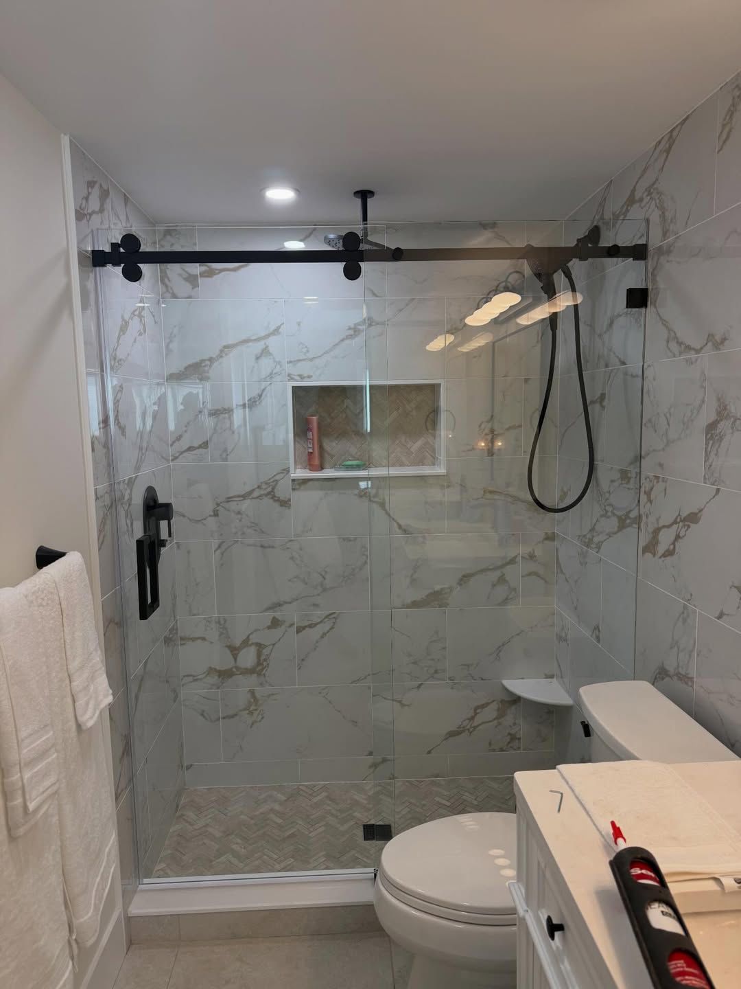 Background for Frameless Sliding Shower Enclosure - Black Touch Edition - 13mm Glass